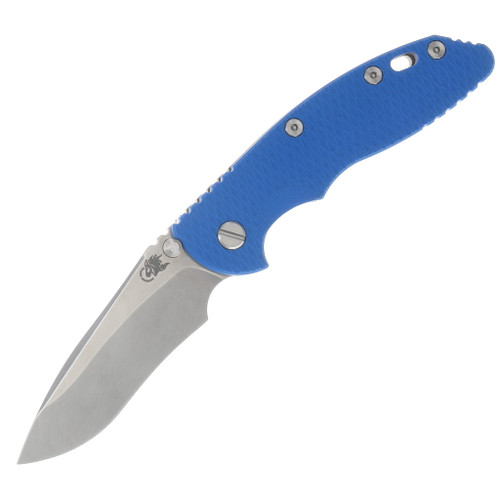 Hinderer XM-18 3.5in Magnacut Recurve Non Flipper Tri-Way Folder SW Finish Blade Working Finish Blue G-10 Handle KXM35NFRECSWWFBL