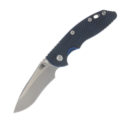Hinderer XM-18 3.5in Magnacut Recurve Non Flipper Tri-Way Folder Working Finish SW Blade Blue/Black G-10 Handle KXM35NFRECWFSWBLBK
