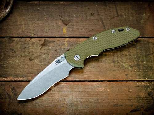 Hinderer XM-18 3.5in Magnacut Recurve Non Flipper Tri-Way Folder Working Finish SW Blade OD Green G-10 Handle KXM35NFRECWFSWOD