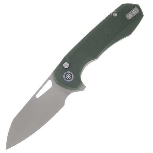 Remette Camel Button Linerlock Folding Knife 14C28N/Green G-10 RTCMLB