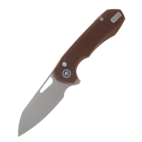 Remette Camel Button Linerlock Folding Knife 14C28N/Brown G-10 RTCMLC