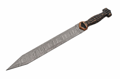 Rite Edge Damascus/Wood Roman Temple Gladius with Leather Scabbard DM5052