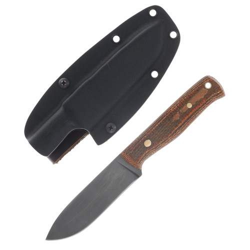 Samuel Riner Custom Knives Cane Creek Fixed Blade Knife 80CrV2 Tapered Tang/Textured Orange Burlap Micarta SRKCC2