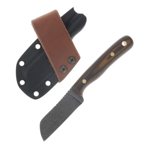 Samuel Riner Custom Knives Pellissippi XL Fixed Blade Acid Washed 80Crv2 Sheepsfoot Tapered Tang/Duck Micarta SRKPXL1