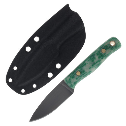 Samuel Riner Custom Knives Clinton Clipper Fixed Blade Acid Washed 80CrV2 Tapered Tang/Shamrock Canvas Micarta SRKCLC4