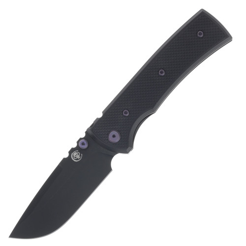 Chaves Blue Label Redencion Street Linerlock Folding Knife PVD Drop Point/Knurled Black with Purple Accents