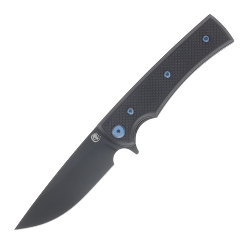 Chaves Blue Label Liberation Street Linerlock Folding Knife PVD Drop Point/Knurled Black with Blue Accents CK-2B2-1C9A-2D1-BLUE