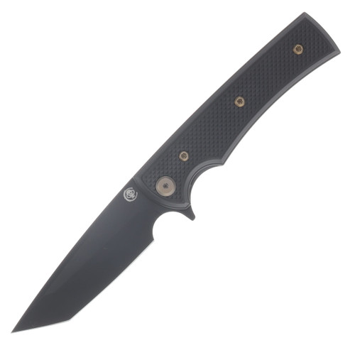 Chaves Blue Label Liberation Street Linerlock Folding Knife PVD Tanto/Knurled Black with Bronze Accents CK-2B2-2C9A-2D1-BR