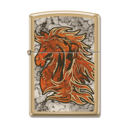 Zippo High Polish Brass Fiery Horse Lighter