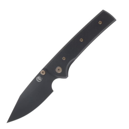 Chaves Blue Label - Aluminum Knurled Scapegoat  Street  Black  PVD  Linerlock  Bronze  Ti Black  Spearpoint CK-4B2-10C9A-2D1-BR