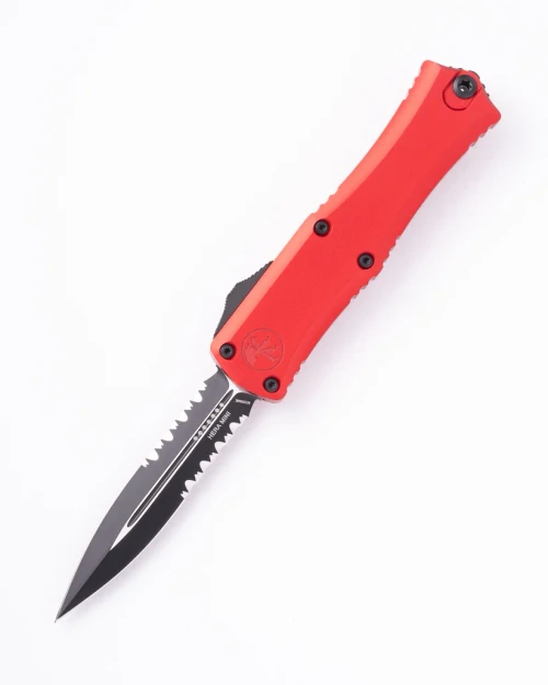 Microtech Hera II Mini OTF Auto D/E Black Part Serrate Red AUMT1702M2RD