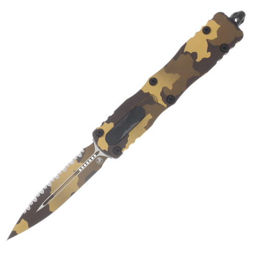 Microtech Dirac Delta® OTF Auto D/E Signature Series Gold Camo Full Serrated AUMT2273GCSZ4