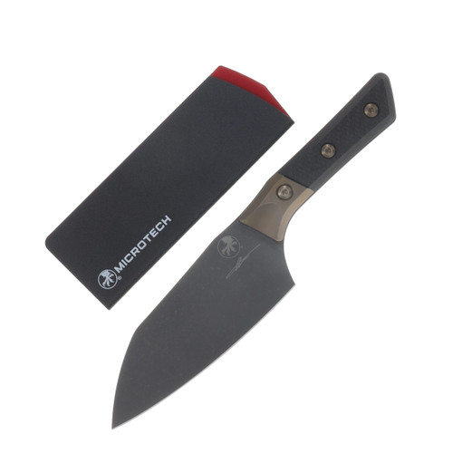 Microtech 6in Santoku Knife DLC Standard Bronze Titanium Bolster Carbon Fiber MT3200B1DLCCFS