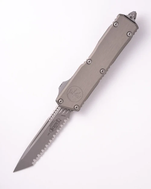 Microtech Scarab II GEN III Executive OTF Auto T/E Apocalyptic Full Serrate Natural Clear AUMT117712APNC