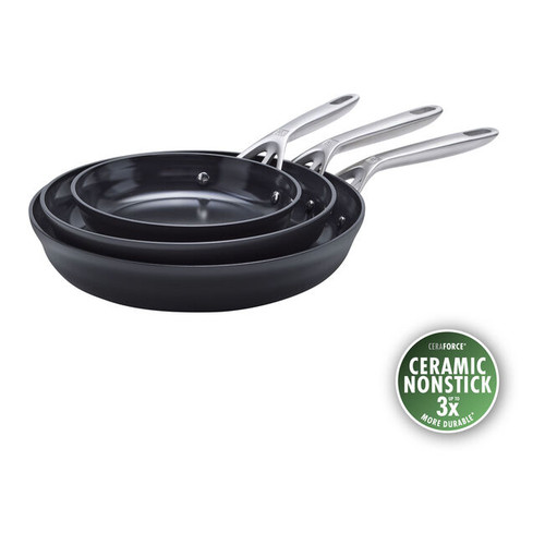 Henckels Motion Ceramic 3 pc Aluminum Hard Anodized Ceramic Nonstick Fry Pan Set
