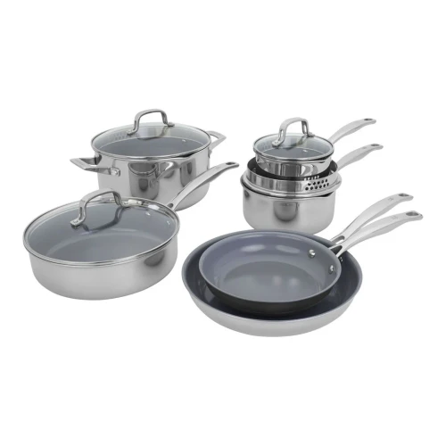 Henckels Clad H3 10 pc Stainless Steel Ceramic Nonstick Cookware Set 1023637