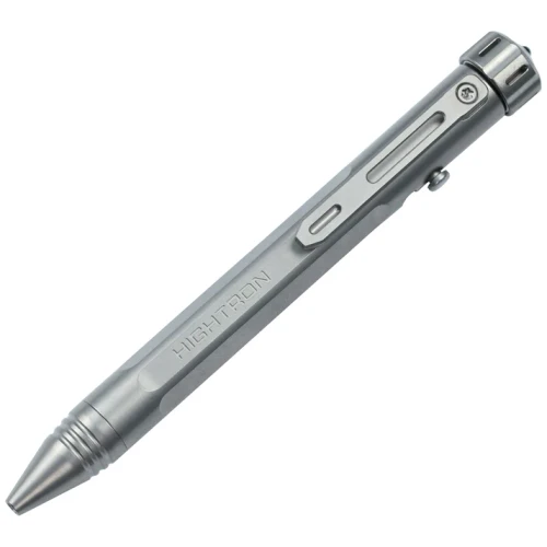 Hightron Vortron Pen Gray Blasted Titanium Body Spinner and Clip HP01G
