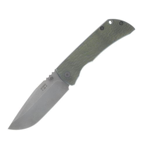 McNees PM Mac 2 3.5" Magnacut/Jigged Atomic Green and Blue Titanium with Stonewash Hardware MN35DPGNBLJIG