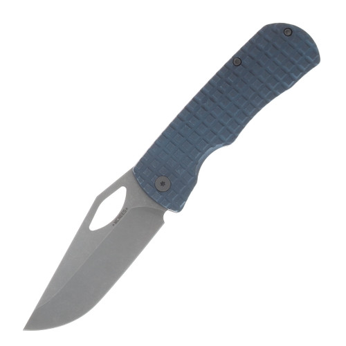 McNees Little Dixon Framelock Folding Knife Stonewash Magnacut/Blue Atomic Frag Titanium MCLITTLEDIXFRAGABL