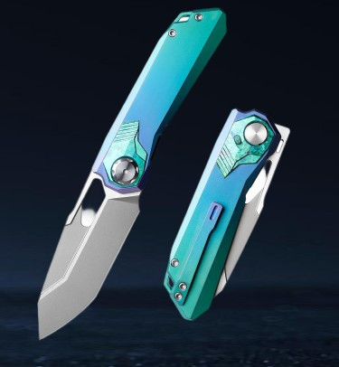 Remette RT-Peregrine Falcon Button Liner Lock Vanax/Blue Crystallized Titanium
