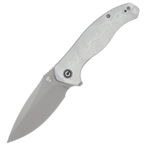 CIVIVI Vyrent Linerlock Folding Knife Stonewash Nitro-X7/Contoured Silver G-10 and Aluminum Foil C25037B-1