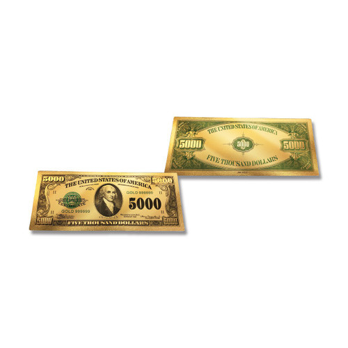 24K Gold $5 000 Certificate Foil Bill