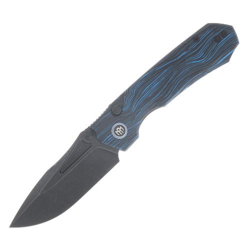 Remette Rhino Folding Knife Titanium Plated Black Stonewash/Black & Blue G-10 RNGC1