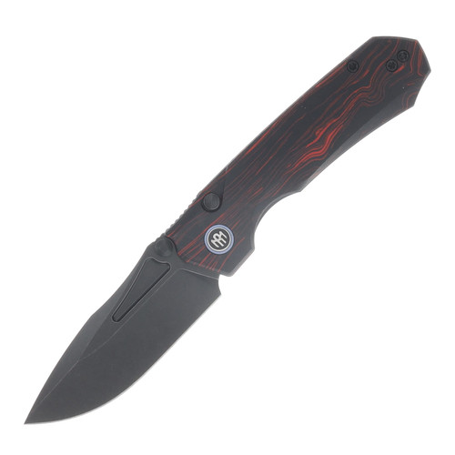 Remette Rhino Folding Knife Titanium Plated Black Stonewash/Black & Red G-10 RNGC2