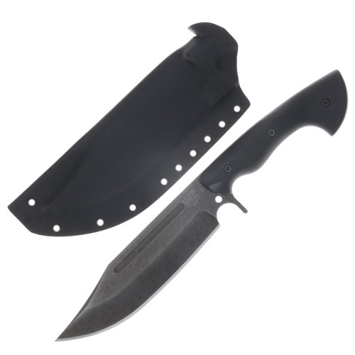 Work Tuff Gear V-44X-III Fixed Blade SK85 Hand Rub APO Black Textured G-10 Grip Black Kydex Sheath SK85-HRAPOBG10B