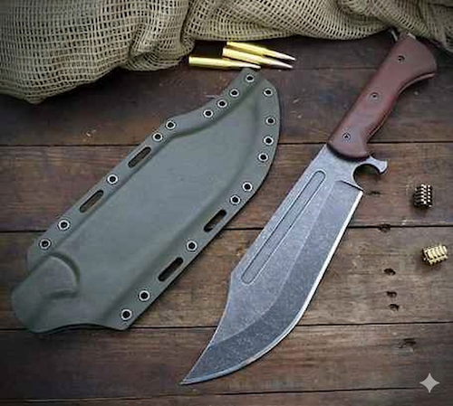 Work Tuff Gear V-44X-III Fixed Blade SK85 Dark Washed Natural Canvas Micarta Grip ODG Kydex Sheath SK85-DWNCMODG