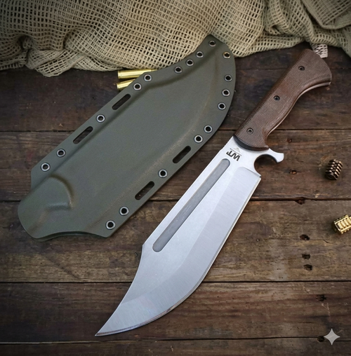 Work Tuff Gear V-44X-III Fixed Blade SK85 River Washed Brown Burlap Canvas Micarta Grip ODG Kydex Sheath SK85-RWBBCMODG