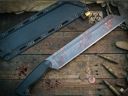 Work Tuff Gear Sea-X Fixed Blade SKS51 Copper Washed Black Gator G-10 Grip Black Kydex Sheath