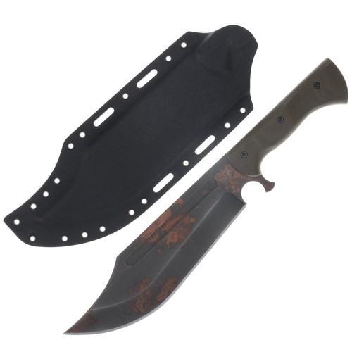 Work Tuff Gear V-44X-III Fixed Blade SK85 Copper Washed ODG Burlap Canvas Micarta Grip Black Kydex Sheath SK85-CWODGBCMB