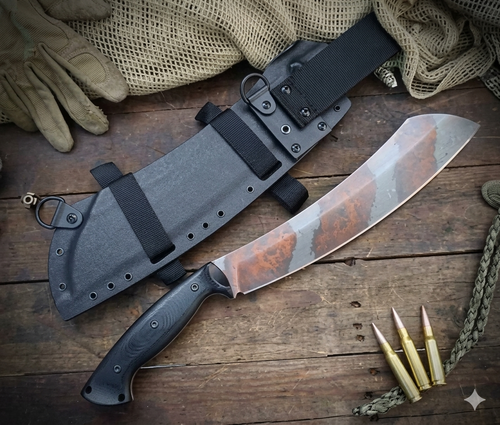 Work Tuff Gear Borneo Fixed Blade K329 Copper Washed Black Gator G-10 Grip Black Kydex Sheath K329-CWBGG10B