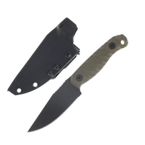 Half Face Blades Feather Light Fixed Blade Armor Black Cerakote/Textured Grip OD G-10 HFFEATHLIGHTODATMBLCER