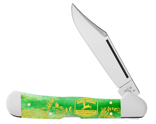 Case XX Smooth Bright Green Bone John Deere CopperLock CA15802
