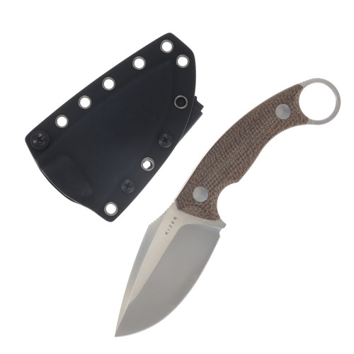 Kizer Cabox II Fixed Knife Brown Micarta Handle Satin AEB-L Blade 1128A2