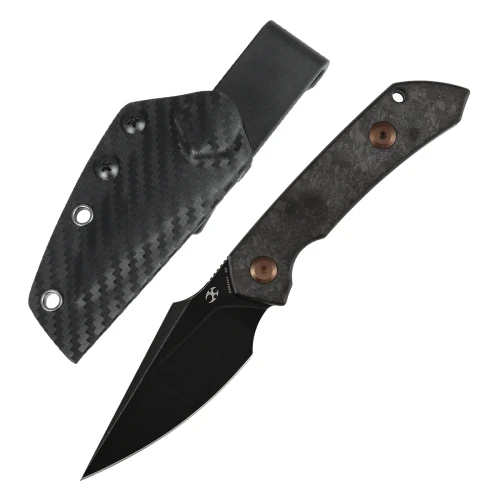 Kansept Fenrir Fixed Blade Knife Shred Carbon Fiber Blackwash D2
