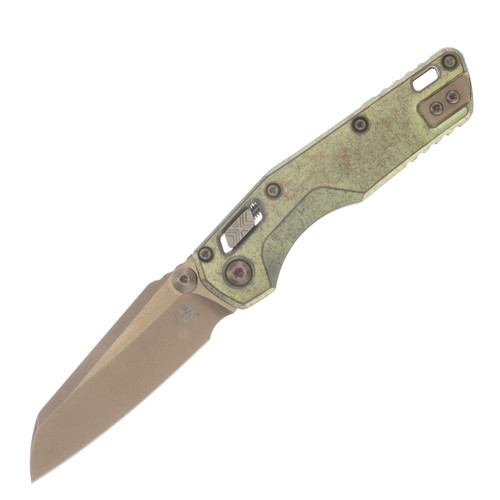 Marfione Select MSI Mini RAM-LOK Folding Knife Bronze Stonewash/Slab Side Antique Gold Titanium with Bronze Titanium Accents MT210M13MS4
