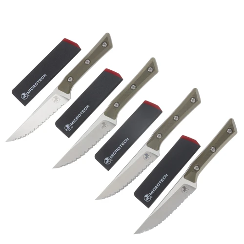MICROTECH STEAK KNIFE SET G-10 OD GREEN STWF/S MT360012SETOD