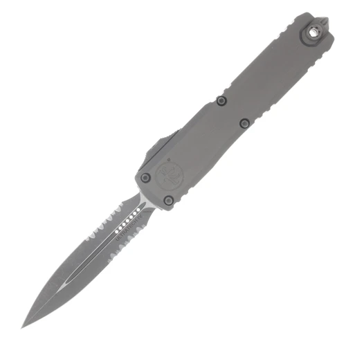 Microtech Signature Series Ultratech Gen IV OTF Automatic Partially Serrated Apocalyptic  D/E Natural Clear Aluminum AUMT1122411APNC