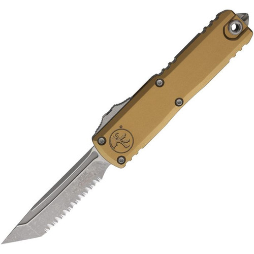 Microtech UTX-85 OTF Automatic Knife Full Serrated Apocalyptic T/E Tan AUMT1233412APTA