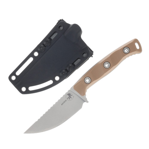 Microtech Akris Fixed Blade Stonewash S/E Desert Tan G-10 with Black Kydex Sheath MT9510DE5