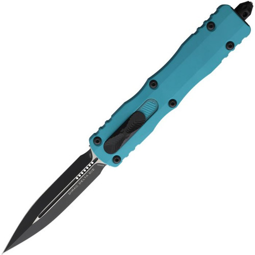 Microtech Dirac Delta OTF Automatic Knife Black Dagger/Cyan