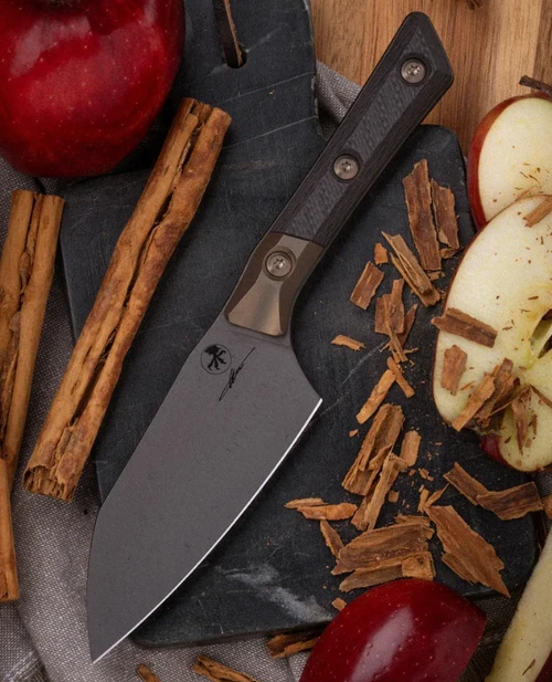Microtech Signature Series 4.2" Santoku Knife DLC/Black Carbon Fiber with Titanium Bolsters MT3300B1DLCCFS