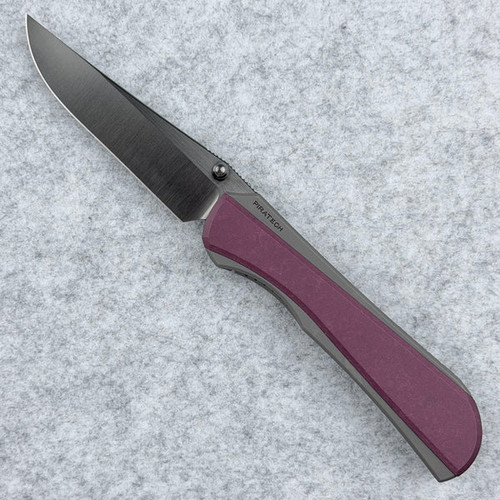 Piratech Saga Folder Bead Blasted TI and Richlite Red Stone Satin DLC S90V Blade