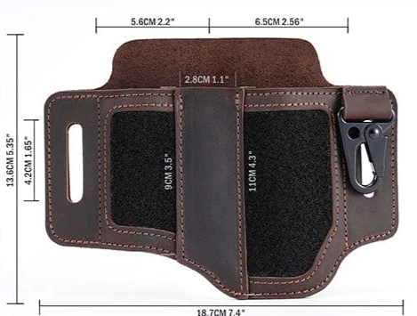Viperade PL3 Leather Multitool Sheath W/DIY Patch Area and Pen Holder Dark Brown PL3PENDKBN
