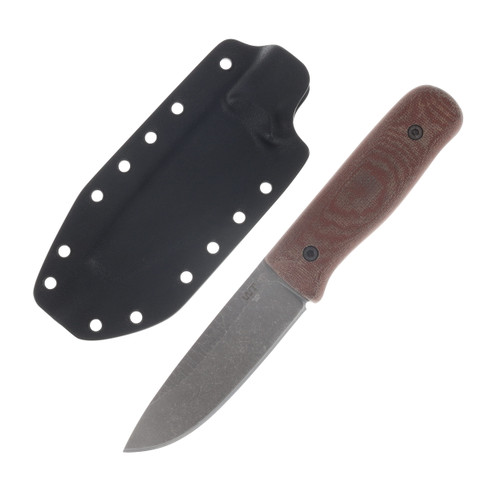 Work Tuff Gear Forester Gen 3 K329 Sabre Dark Washed Rugged Natural Canvas Micarta Grip Black Kydex Sheath K329-SGDWRNCMB
