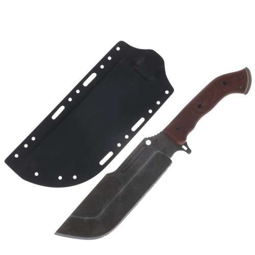 Work Tuff Gewar Ares-NC SK85 Hand Rub APO Natural Canvas Micarta Grip Black Kydex Sheath SK85-HRAPONCMGB