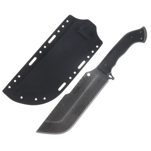 Work Tuff Gear Ares-NC SK85 APO Rugged Black Smooth Textured G-10 Grip Black Kydex Sheath SK85-APORBSTG10GB